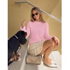 ZESICA Women’s Fall Winter Mock Neck Metal Button Pullover Sweaters(Pink)