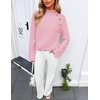 ZESICA Women’s Fall Winter Mock Neck Metal Button Pullover Sweaters(Pink)