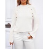 ZESICA Women’s Fall Winter Mock Neck Metal Button Pullover Sweaters(White)