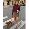 ZESICA Women’s Fall Winter Mock Neck Metal Button Pullover Sweaters(Wine)
