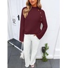 ZESICA Women’s Fall Winter Mock Neck Metal Button Pullover Sweaters(Wine)