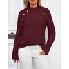 ZESICA Women’s Fall Winter Mock Neck Metal Button Pullover Sweaters(Wine)