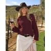 ZESICA Women’s Fall Winter Mock Neck Metal Button Pullover Sweaters(Wine)