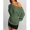 ZESICA Women’s Fall Winter Off Shoulder Sweaters Elegant Pullover Tops(Army Green)