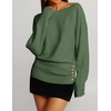 ZESICA Women’s Fall Winter Off Shoulder Sweaters Elegant Pullover Tops(Army Green)