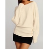 ZESICA Women’s Fall Winter Off Shoulder Sweaters Elegant Pullover Tops(Beige)