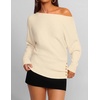 ZESICA Women’s Fall Winter Off Shoulder Sweaters Elegant Pullover Tops(Beige)