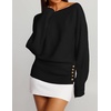 ZESICA Women’s Fall Winter Off Shoulder Sweaters Elegant Pullover Tops(Black)