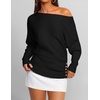 ZESICA Women’s Fall Winter Off Shoulder Sweaters Elegant Pullover Tops(Black)