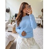 ZESICA Women’s Fall Winter Off Shoulder Sweaters Elegant Pullover Tops(Blue)