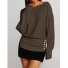 ZESICA Women’s Fall Winter Off Shoulder Sweaters Elegant Pullover Tops(Brown)