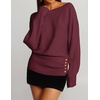 ZESICA Women’s Fall Winter Off Shoulder Sweaters Elegant Pullover Tops(Burgundy)