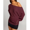 ZESICA Women’s Fall Winter Off Shoulder Sweaters Elegant Pullover Tops(Burgundy)