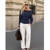 ZESICA Women’s Fall Winter Off Shoulder Sweaters Elegant Pullover Tops(Navy)