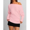 ZESICA Women’s Fall Winter Off Shoulder Sweaters Elegant Pullover Tops(Pink)