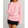 ZESICA Women’s Fall Winter Off Shoulder Sweaters Elegant Pullover Tops(Pink)