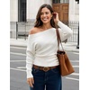 ZESICA Women’s Fall Winter Off Shoulder Sweaters Elegant Pullover Tops(White)