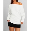 ZESICA Women’s Fall Winter Off Shoulder Sweaters Elegant Pullover Tops(White)