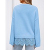 ZESICA Women’s Fall Winter Sweaters 2026 Lace Trim Pullover Tops(Blue)