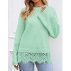 ZESICA Women’s Fall Winter Sweaters 2026 Lace Trim Pullover Tops(Mint)