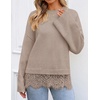 ZESICA Women’s Fall Winter Sweaters 2026 Lace Trim Pullover Tops(Oats)