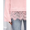ZESICA Women’s Fall Winter Sweaters 2026 Lace Trim Pullover Tops(Pink)