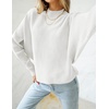 ZESICA Women’s Fall Winter Turtleneck Long Batwing Sleeve Sweaters(White)
