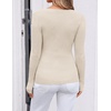 ZESICA Womens Fall Wrap V Neck Ruched Long Sleeve Sweater Tops(Apricot)