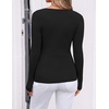 ZESICA Womens Fall Wrap V Neck Ruched Long Sleeve Sweater Tops(Black)