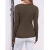 ZESICA Womens Fall Wrap V Neck Ruched Long Sleeve Sweater Tops(Brown)