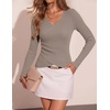 ZESICA Womens Fall Wrap V Neck Ruched Long Sleeve Sweater Tops(Khaki)