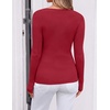 ZESICA Womens Fall Wrap V Neck Ruched Long Sleeve Sweater Tops(Red)