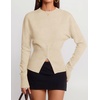 ZESICA Women’s Fall Zipper Pullover Sweaters 2026 Cozy Ribbed Knit Tops(Apricot)