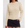 ZESICA Women’s Fall Zipper Pullover Sweaters 2026 Cozy Ribbed Knit Tops(Apricot)