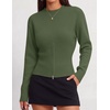 ZESICA Women’s Fall Zipper Pullover Sweaters 2026 Cozy Ribbed Knit Tops(Armygreen)
