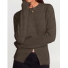ZESICA Women’s Fall Zipper Pullover Sweaters 2026 Cozy Ribbed Knit Tops(Brown)
