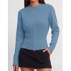 ZESICA Women’s Fall Zipper Pullover Sweaters 2026 Cozy Ribbed Knit Tops(Dustyblue)