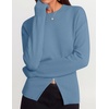 ZESICA Women’s Fall Zipper Pullover Sweaters 2026 Cozy Ribbed Knit Tops(Dustyblue)