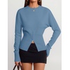 ZESICA Women’s Fall Zipper Pullover Sweaters 2026 Cozy Ribbed Knit Tops(Dustyblue)