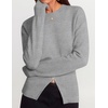 ZESICA Women’s Fall Zipper Pullover Sweaters 2026 Cozy Ribbed Knit Tops(Grey)