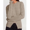 ZESICA Women’s Fall Zipper Pullover Sweaters 2026 Cozy Ribbed Knit Tops(Oatmeal)