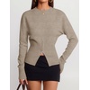 ZESICA Women’s Fall Zipper Pullover Sweaters 2026 Cozy Ribbed Knit Tops(Oatmeal)
