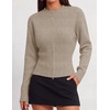 ZESICA Women’s Fall Zipper Pullover Sweaters 2026 Cozy Ribbed Knit Tops(Oatmeal)