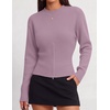 ZESICA Women’s Fall Zipper Pullover Sweaters 2026 Cozy Ribbed Knit Tops(Purple)