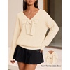 ZESICA Womens Long Sleeve Bow Sweaters Pullover Knit Tops 2026 Fall Clothes(Apricot)
