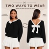 ZESICA Womens Long Sleeve Bow Sweaters Pullover Knit Tops 2026 Fall Clothes(Black)