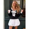 ZESICA Womens Long Sleeve Bow Sweaters Pullover Knit Tops 2026 Fall Clothes(Black)