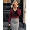 ZESICA Womens Long Sleeve Bow Sweaters Pullover Knit Tops 2026 Fall Clothes(Burgundy)