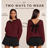ZESICA Womens Long Sleeve Bow Sweaters Pullover Knit Tops 2026 Fall Clothes(Burgundy)