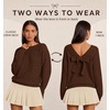 ZESICA Womens Long Sleeve Bow Sweaters Pullover Knit Tops 2026 Fall Clothes(Coffee)